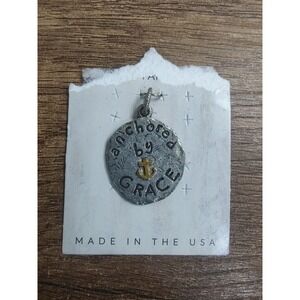 Anchored By Grace Jewelry Pendant Anchor Faith Theme Necklace Charm Made In USA